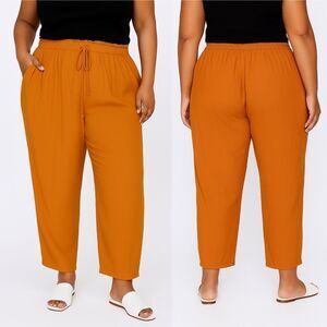 EILEEN FISHER Size 3X Paperbag Waist Drawstring Pants Rust Orange Tencel Viscose